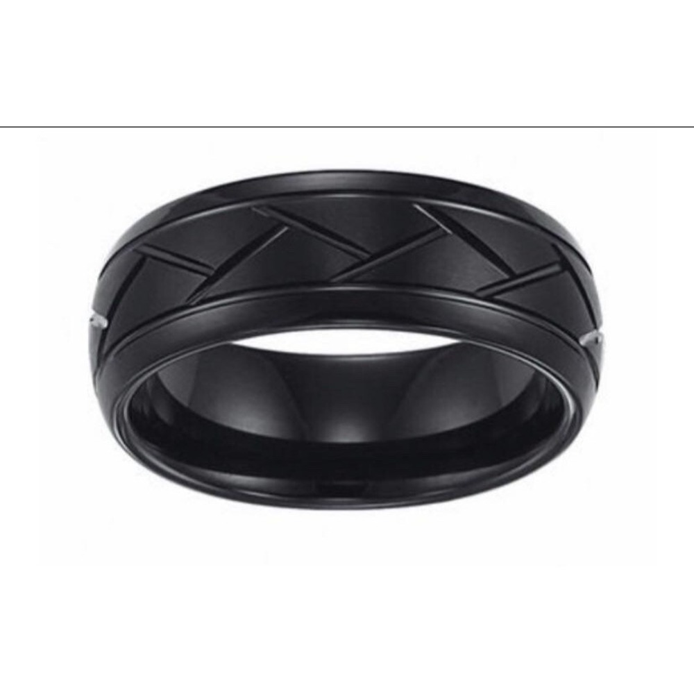 Triton 8.0mm Comfort Fit Diamond Cut Black Tungsten 10 1/2 EUC Wedding Band Nice